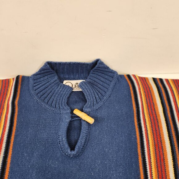 Striped Mod 70s Hippie Shirt Wooden Button Flare Sleeves QUEEN Brand Size M Vtg - Picture 5 of 11